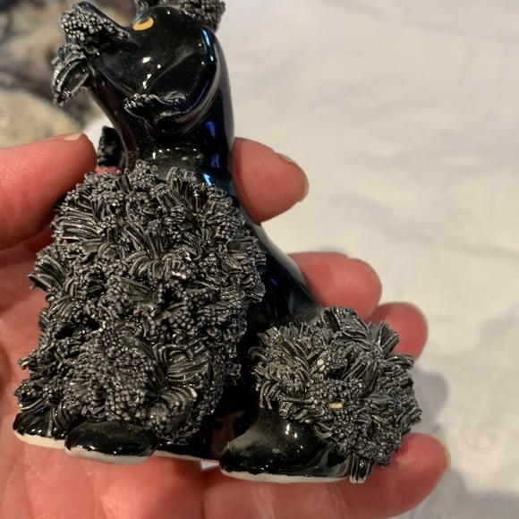 3 Poodle ornaments. Very old. Black handmade ceramic and heavy metal silver dog. - Picture 3 of 13